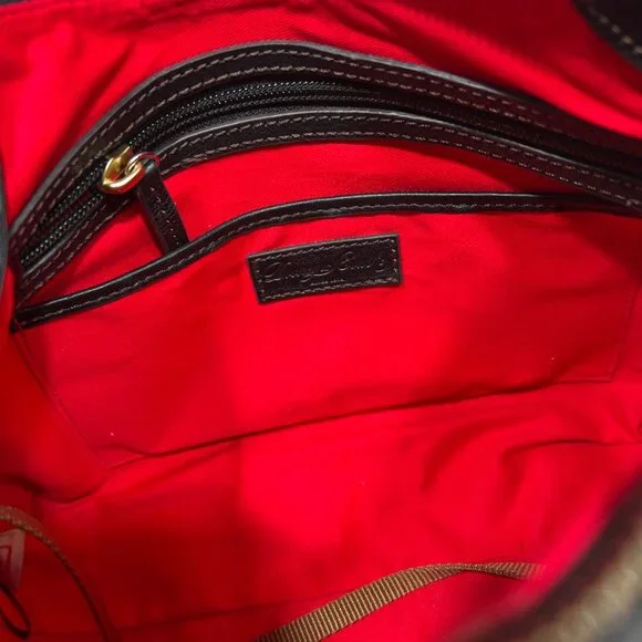 Dooney & Bourke Black Pebble Grain Zip Sac w/ With Custom Striped Web Strap - Picture 4 of 11